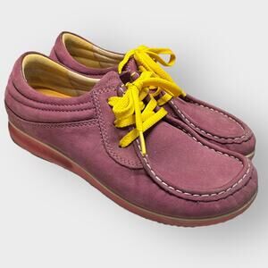 Ecco Mind Women's Moccasin Wallaby Suede Sneakers in Purple Pink Yellow  EUC